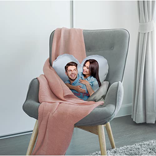 Custom Love, Couple Photo Pillow w Any Picture | Heart Shape, 16x16 - Optional Pillow Insert | Personalized Pillow Cover with Your Loved Ones - Custom Gifts w Any Picture, Couple Gifts