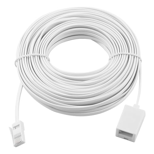 BT Telephone Extension Cable 20M BT Male to Female Extension Cable 6-Pin Straight Through Telephone Phone Line Cord Compatible with UK Landline Fax and Modem Home and Office