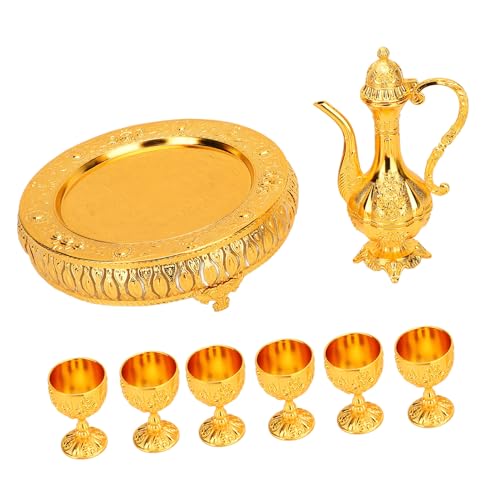 VBXCMLDPO Turkish Coffee Pot Set, Vissian Drinking Cup Kit, Exquisite Car European Serving Set with 6 Cups, Zinc Teapot and Wine Pot for Home. - Image 3