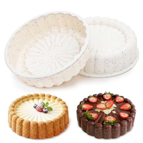 Vinino 8 Inch Charlotte Cake Pan with Reinforced Frame, Silicone Cake Mold