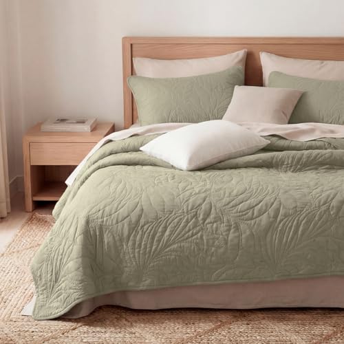 Opiniones de Colchas Matrimoniales Baratas los mejores 10. 42 REAL TEXTIL Colcha Doble Vista con Fundas de Almohada, Edredón Ligero Capitonado Pinsonic, Edrecolcha para Verano, Sobrecama (Verde Salvia, Matrimonial)