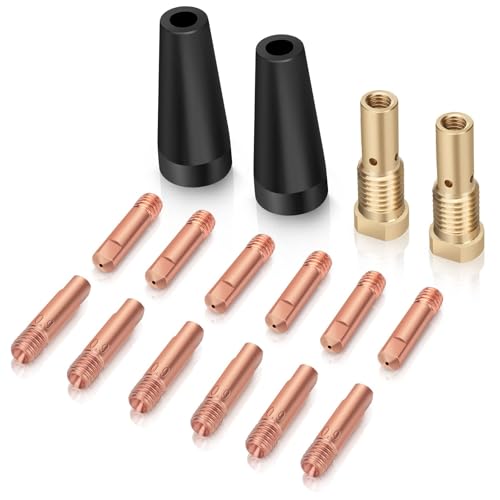 SUNJOYCO - SUNJOYCO 16PCS Flux Core Gasless Nozzle Tips Kit K3493-1, 0.035" Contact Tips Gas Diffusers Mig Welding Gun Accessories Compatible with Century FC90 80GL Forney Titanium Lincoln Craftsman Chicago