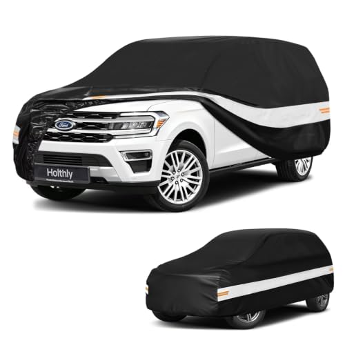 Image of 10 Layers SUV Car Cover Custom Fit for Ford Expedition (2006-2026), Waterproof All Weather for Automobiles, Outdoor Full Cover Sun Dust Rain Protection with Cotton. Black