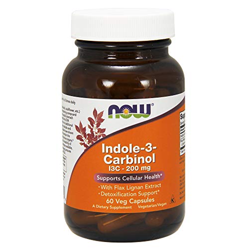 NOW Supplements, Indole-3-Carbinol 200 mg with Flax Lignan Extract, 60 Veg Capsules