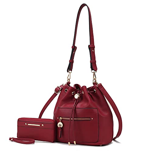 Image of MKF Collection Crossbody Bucket Bag for Women, Drawstring Hobo Shoulder Bags Handbag Purse with Wristlet Wallet by Mia K