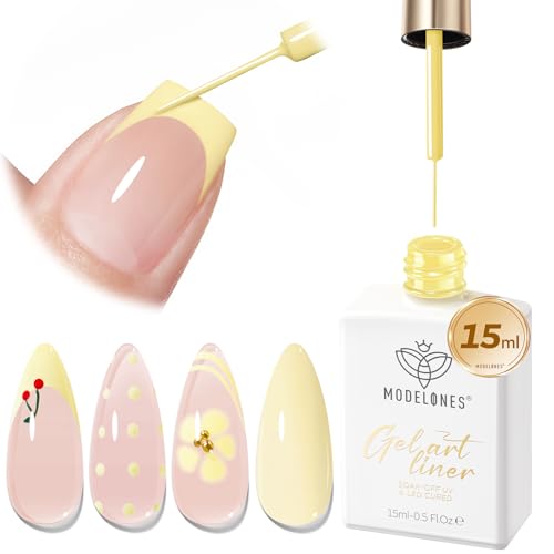 modelones Yellow French Tip Liner Gel Polish, 15 ML Butter Light ...