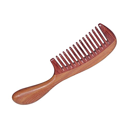 100% Handmade Natural Horn with Red Sandalwood Comb Handle for Hair Care,No Static Hair Comb with Wide Tooth and Natural Wood Aromatic Scent for Beard,Head Hair,Mustache