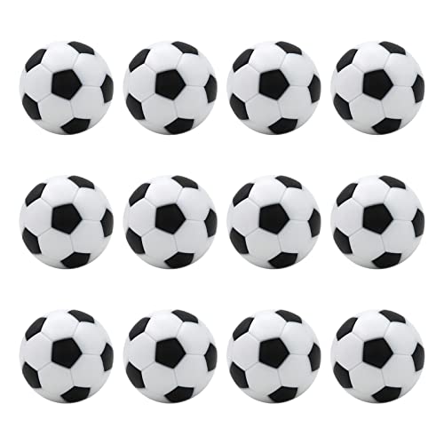 12pcs Table Football Balls, 32mm Table Soccer Foosballs Table Replacement Foosball Balls, Mini Football Tabletop Soccer Balls Tabletop Game Supplies for Kids Adults (Black White)