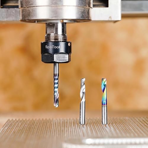 SpeTool 2 Stück Alu Fräser 6 mm Schaft CNC Holz VHM 32 mm Schnittlänge Schaftfräser mit DLC Beschichtung für Aluminium und Kunststoff