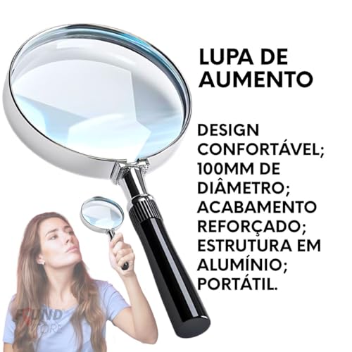 Lupa Com Lente Cristal De Aumento 100mm