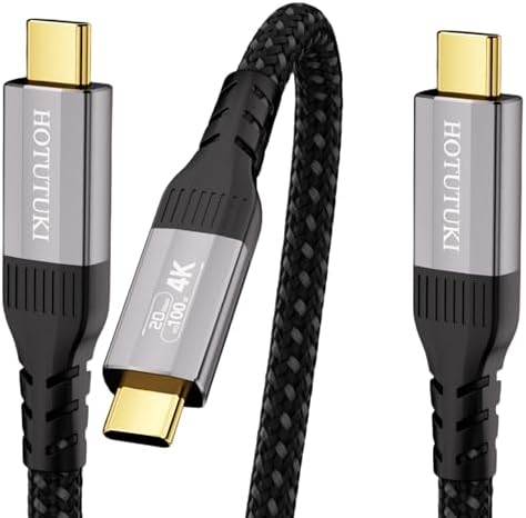 HOTUTUKI 2 Pack USB C Kabel (1M+1M) Nylon Geflochten - Thunderbolt 4/3 Kompatibel, 100W, 20Gbps Datenübertragung, 4K120Hz Videoübertragung für Display, Monitor