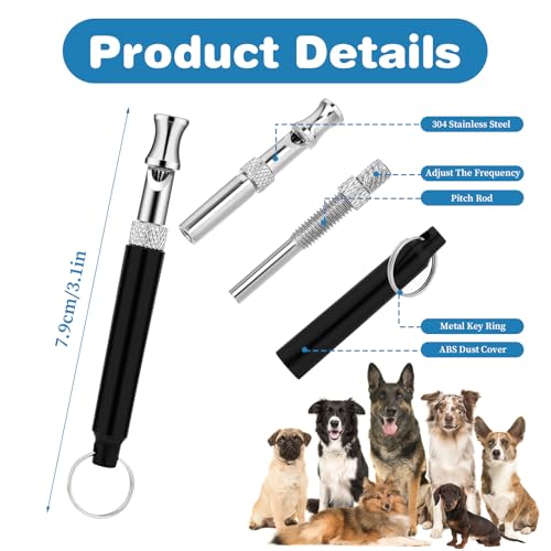LIQWEI 2 Stück Hundepfeife Rütter Rückruf, Hundepfeife Hochfrequenz Lautlos Metall Hundepfeifen Hundetraining Hundepfeifen Mit Lanyard Einstellbare Leise-Hundepfeife Gerät Für Hundeausbildung