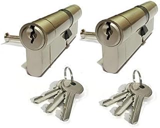 2 x Secure Euro Door Locks 40/45 NICKEL Finish Keyed Alike 3 Keys Per Lock