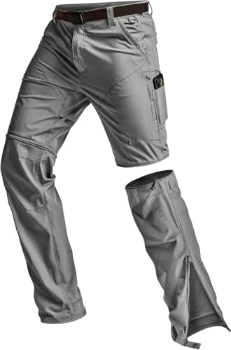 Image of CQR Men's Convertible Cargo Tactical Pants, Water Resistant Outdoor Hiking Pants, Zip Off Lightweight Stretch Work Pants