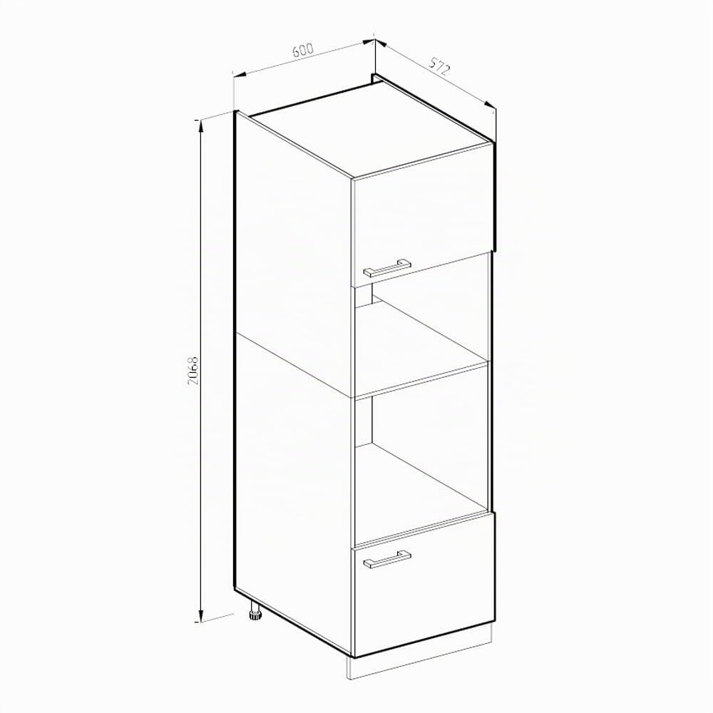Vicco Mobile cucina microonde R-Line, Bianco lucido, 60 cm, per la libera combinazione all'interno di sistemi cucina modulari