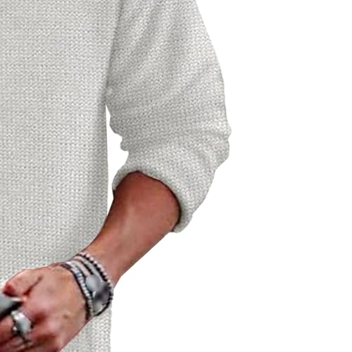 Men's Stretch Textured Casual Knit Sweater Pullover Crewneck Cotton Blend Long Sleeve Solid Color Classic Sweater4