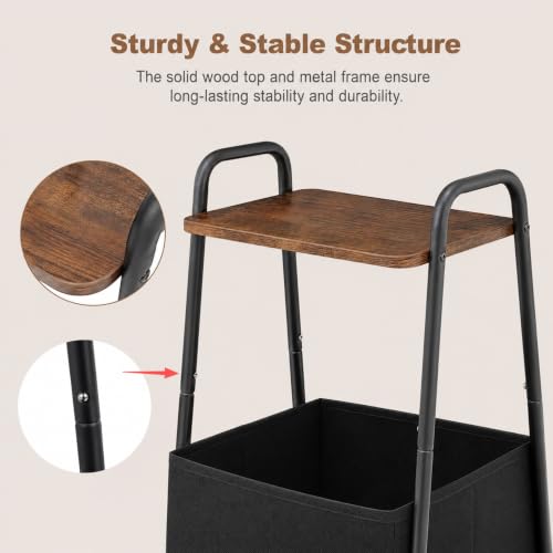 Synlajoy Side Table,Small End Table with Storage,Nightstands,Metal Frame | Bedside Table with Fabric Drawer for Living Room, Rustic Brown, for Bedroom& Bathroom& Outdoor& Office - image 3