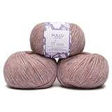 Pullu - Baby Alpaca Merino Wool Yarn Set of 3 Skeins (150 Grams) Worsted Weight - Sourced Directly from Peru - Heavenly Soft and Perfect for Knitting and Crocheting (Lilac Rose)