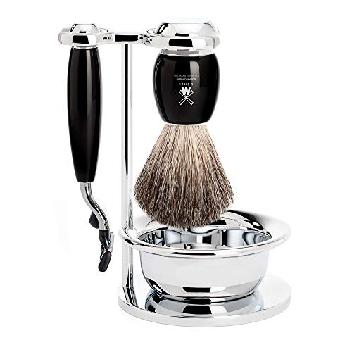MÜHLE VIVO Black 4-piece Pure Badger 3-Blade Razor Shaving Set image 5