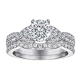 Beydodo Anillos de plata para mujer, juego de anillos Infinito con circonitas talla 10 a 25 anillos de boda mujer, 17, Cubic Zirconia