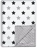 BORITAR Baby Blanket Soft Minky with Double Layer Dotted Backing, Little Star Printed 30 x 40 Inch Receiving Blanket