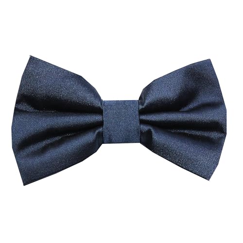 Image of Tie Studio Mens Formal Solid Bow tie | Satin | Microfiber | Standard Size | Premium fabric | Superior Clip Hold | Packaging - Box | Colour - Black Bow Tie (Set of 1)