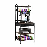 RoleDes Heavy Duty 3D Printer Stand with Filament Rack & Spool Holder System,Drawer Tool Storage with Adjustable Shelves, Large Printing Table & Workstation with Wheels