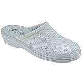 PERCLA - Zueco sanitario en piel para mujer - Modelo 798, color BLANCO, Talla 36