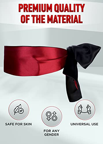 Image of Adult Feather Tickler for BDSM Play Red 15 inch, Satin Eye Mask for Women Red 59 inch Sex Bondage Blindfold, SM Starter Kit Restraints Fetish Toys Couples