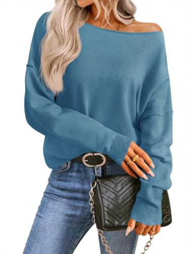 Image of Saodimallsu Womens Fall Off The Shoulder Sweater Pullovers