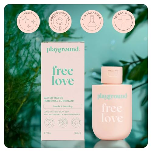 Image of Playground Free Love Natural Water-Based Personal Lubricant | Ashwagandha Lube Safe for Women, Men, Couples, Vegan Goat Weed Love Blend, Glycerin Free, Unscented, 3.7 Fl. Oz.