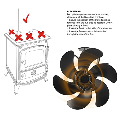Ventilador de Fogão a Calor - 6 Lâminas Fogão a Lenha Ventilador Queimador - Ventilador de lareira p