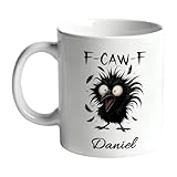 F-CAW-F Huhn Tasse Personalisiert mit Spruch & Namen, Lustige Chicken F-Caw-F Tasse, Kreative Keramik Kaffeetassen Kaffeebecher fürs Büro, Witzige Geschenke für Männer & Frauen - 330ml/450ml