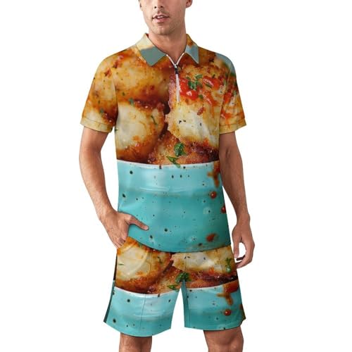 Retro Tater TotZipper Polo Suit Casual Sports Two-wear Fashion Suit