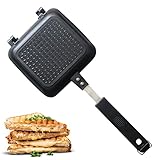 Jean-Patrique Stovetop Panini Grill Press Sandwich Maker, Black – Ceramic Nonstick Grilled Cheese Maker with Handles - Indoor & Outdoor Double-sided Sandwich Toaster