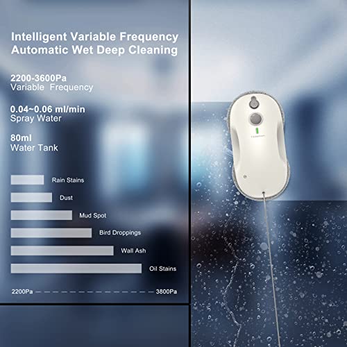Image of Tosima W3 Window Cleaning Robot - Dual Direction Auto-Spray Smart Window Cleaner with Triple Safety System, Smart Navigation, Remote Control, for All Smooth Surfaces, with 12 Rags, White