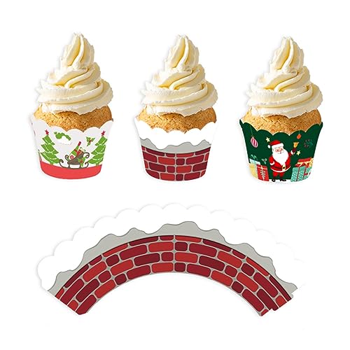 Didiseaon 1 Conjunto Cupcake Decoração De Natal Enfeites De Bolo Topos De Sobremesa De Natal Embalag