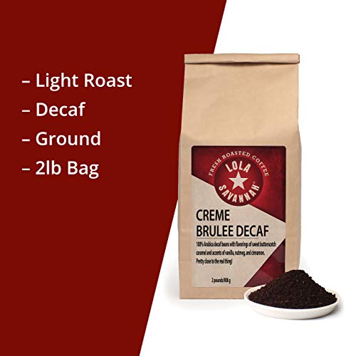 Lola Savannah Crème Brulée Ground Coffee - Flavored Arabica Beans With Luscious Vanilla Custard & Caramel | Decaf | 2Lb Bag #TOP6