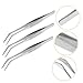 Mipcase 2sets 4cm Precision Tweezers Set of Curved Tip Industrial Grade Anti-static Tweezers for Lab Electronics and Precision Work 4pcs*2