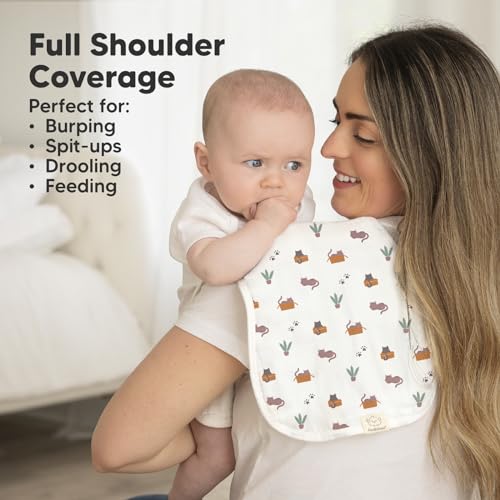 Image of 5-Pack Muslin Burp Cloths Baby Boy, Girl - Very Absorbent Baby Burp Cloth Rags, 8-Layers Viscose Derived from Bamboo Cotton Muslin Towel, Super Soft Spit Up Rags, No Shrink Washcloths (Pets & Paws)