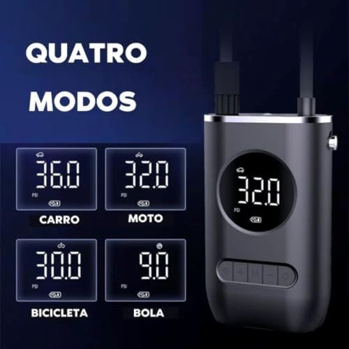 Calibrador Compressor De Ar Digital Portátil Recarregável Para Encher Calibrar Pneu De Carro Bike Bo