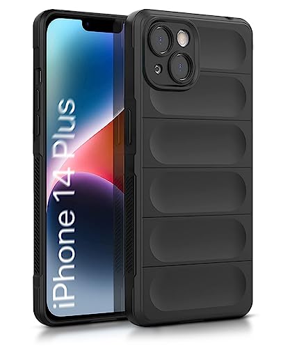 Image of WOW IMAGINE Ultimate Silicon Back Cover Case for Apple iPhone 14 Plus | Military Grade Drop Protection Shockproof Bumper | Anti-Slip Grip | Scratch Proof Micro-Fibre Cloth Inside (Pitch Black)