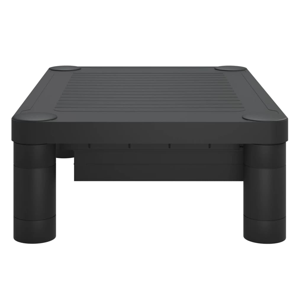 Support de moniteur noir 43 x 30,5 x 13 cm, support de bureau avec tiroir en HIPS, rehausseur de moniteur pour écrans et appareils multimédias, soulage le dos et la nuque