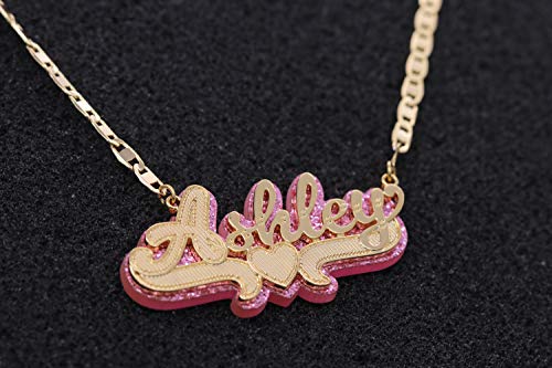 NOUMANDA Personalized Custom Name Necklace with Acrylic Board Nameplate Double Layer Pendant Delicate Jewelry3