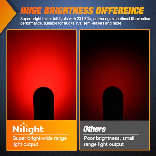 Image of Nilight Trailer Tail Lights 2PCS 6Inch Oval 23LED Red Amber Chrome