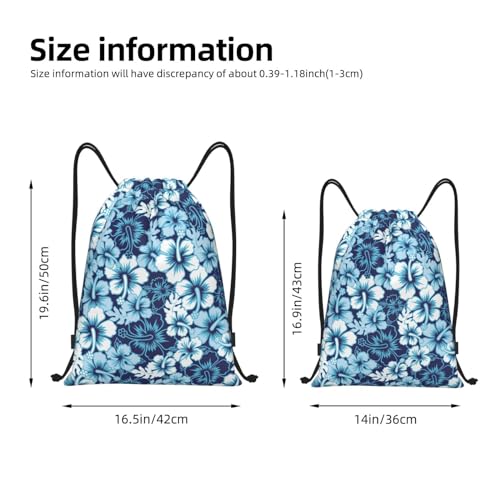 Blue Hibiscus Floral Drawstring Bag Sports Sackpack Water Resistant String Bag For Sport Shopping Yoga Gym4