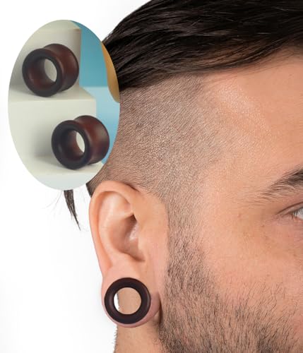 TIANCI FBYJS 3 Pairs Gauges For Ears Wood Saddle Fit Solid Organic Earrings Plug Gauges Double Flared Wooden Ear Tunnels Stretcher Punk Piercing4