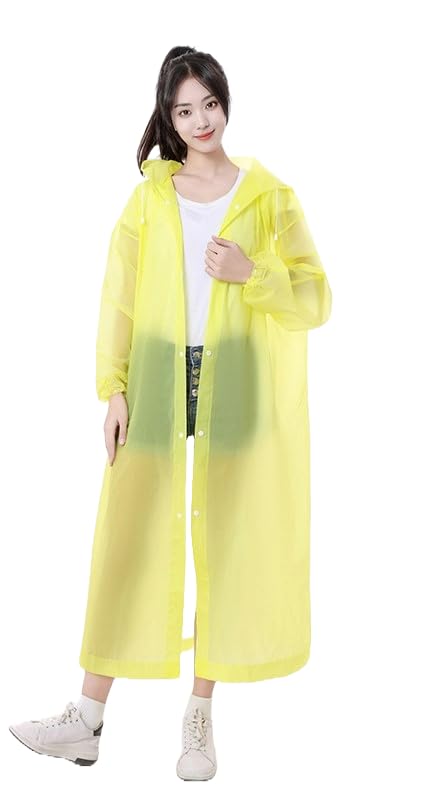 Image of Rain Ponchos for Adults, Reusable PEVA Rain Coats for Women Men Waterproof Lightweight Long Rain Jackets with Hood