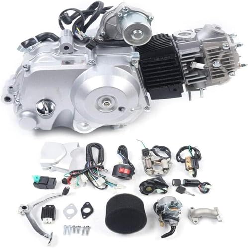 YUASDUU 125CC Engine Motor, 4 Stroke Semi-Auto Engine w/3 Forward