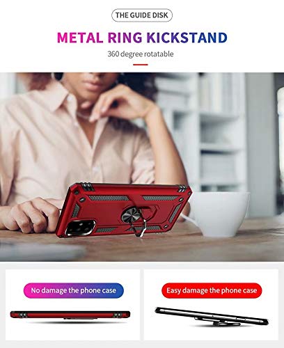 Fetrim Custodia per Galaxy Note 20, Cover PC TPU Cassa Shell Supporto di Anello Rotante Case per Samsung Galaxy Note 20 Rosso